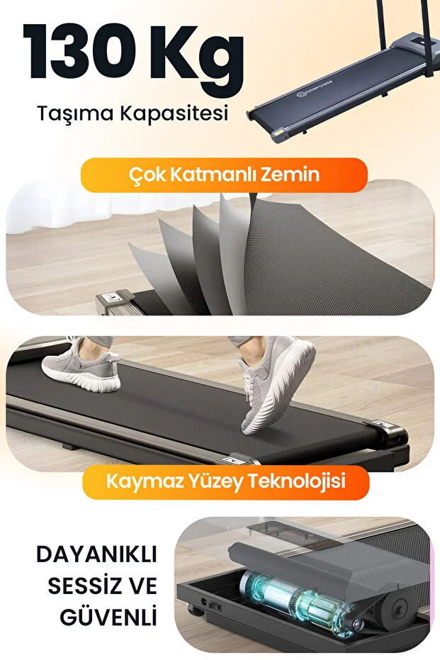 Bluetoothlu Katlanabilir Uzaktan Kumandalı Yürüme ve Koşu Bandı | Portatif Sessiz Akıllı Kullanım